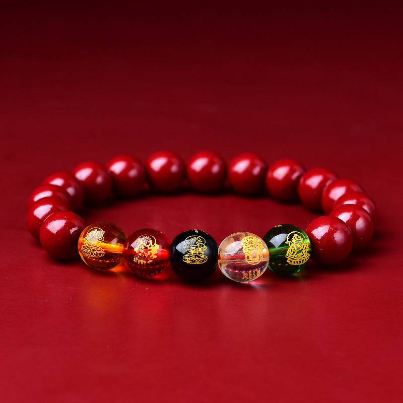 Cinnabar Red Five Elements Mala Bracelet | Feng Shui Protection & Wealth Luck Bracelet