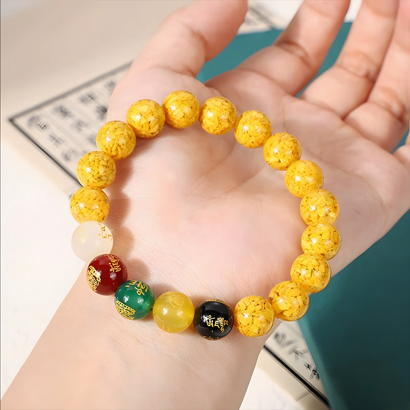 Golden Prosperity Five Elements Mala Bracelet | Feng Shui Wealth & Balance Abundance Bracelet