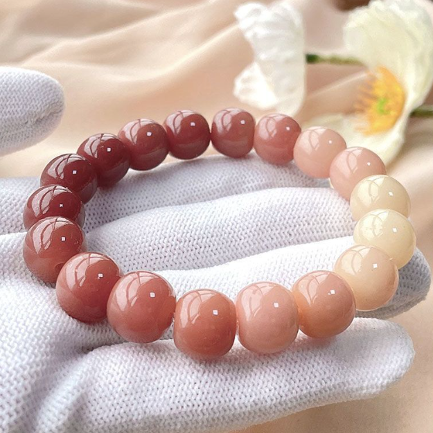 Gradient Raspberry Bodhi Root Mala Bracelet | Gentle Warm Energy for Peace & Blessings