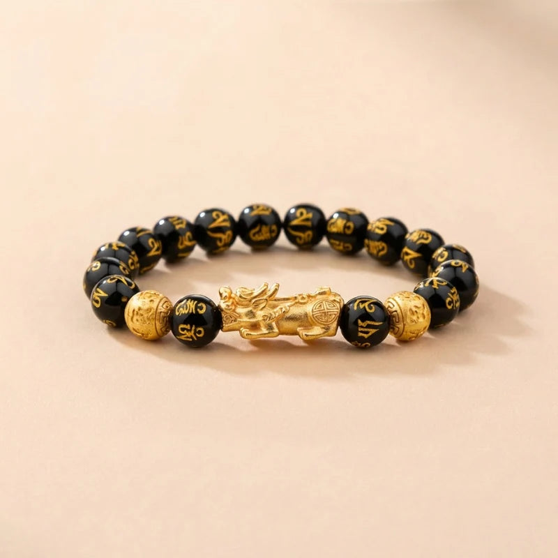 Black Obsidian Pixiu Bracelet | Feng Shui Wealth Protection & Good Luck Bracelet