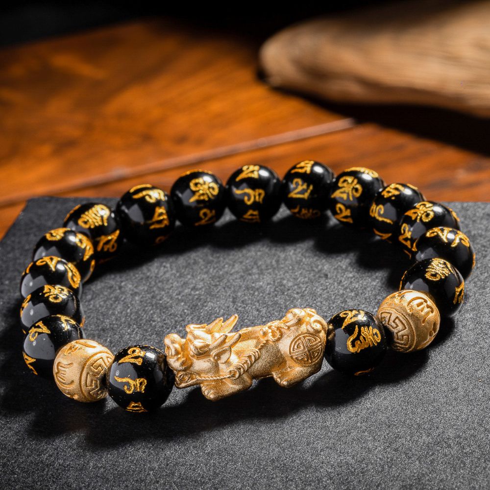 Black Obsidian Pixiu Bracelet | Feng Shui Wealth Protection & Good Luck Bracelet
