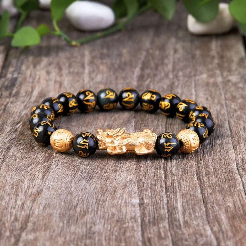 Black Obsidian Pixiu Bracelet | Feng Shui Wealth Protection & Good Luck Bracelet