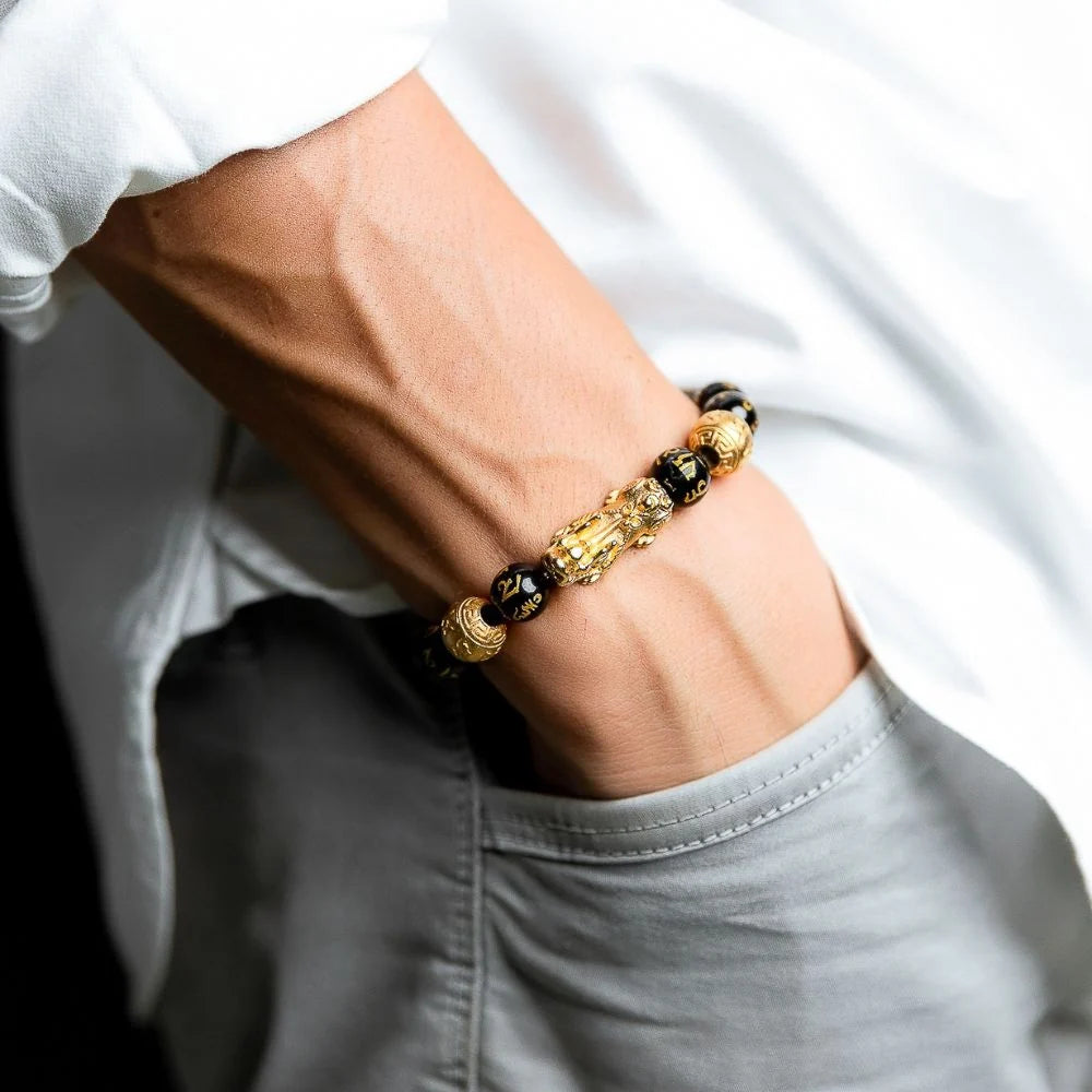 Black Obsidian Pixiu Bracelet | Feng Shui Wealth Protection & Good Luck Bracelet