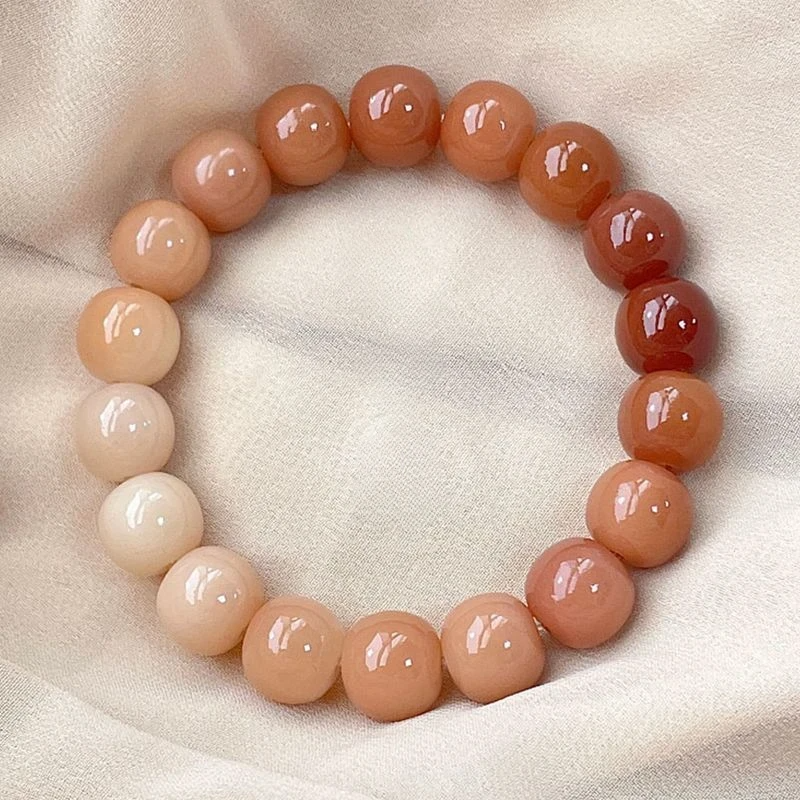 Gradient Raspberry Bodhi Root Mala Bracelet | Gentle Warm Energy for Peace & Blessings